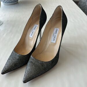 Jimmy Choo Romy silver metallic thread stiletto heels size 40